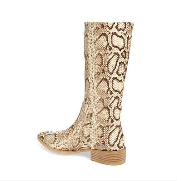 FREDA SALVADOR Julia Mid Calf BOOTS 6 36 Vanilla Snake Embossed LEATHER NEW $625 - Picture 7 of 10